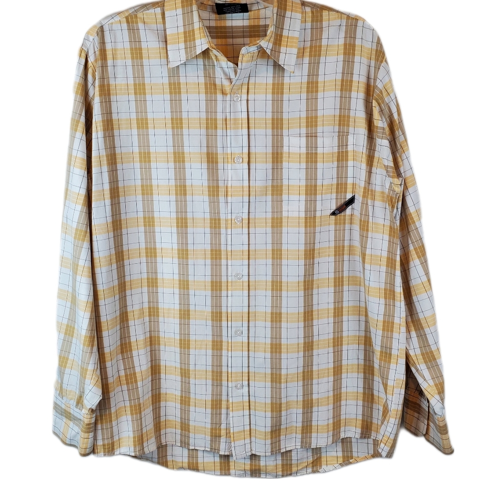 South Pole Orange Checkered Long Sleeve Button Down Shirt Size XL Mens